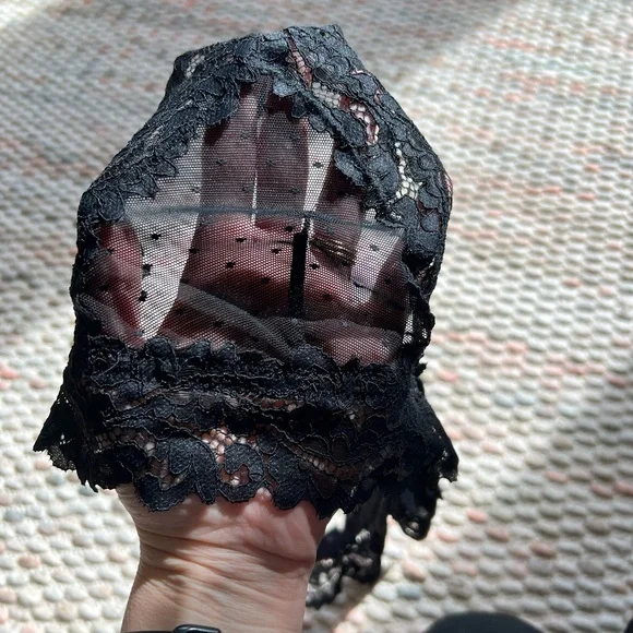Savage X Fenty Floral Lace And Mesh Bralette Black Caviar size L NWT - Picture 9 of 14
